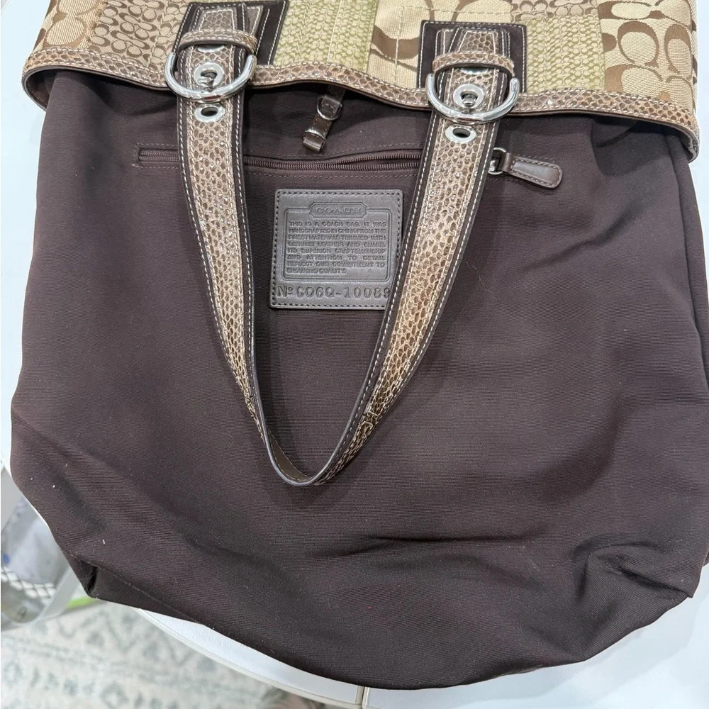 Coach Vintage Patchwork Signature Tote with Python Handles Rare Designer - Picture 13 of 15